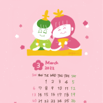 3月壁紙カレンダー【おひなさま】