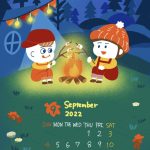９月壁紙カレンダー【キャンプ】